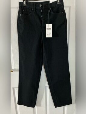 OAT New York Cloud Luxe High Rise Wide Leg Black Jeans Size 8/29 Button Fly